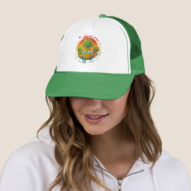 Funny Pineapple Summer Vibes Trucker Hat (In Situ)