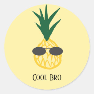 Funny Pineapple with Sunglasses Sticker Template