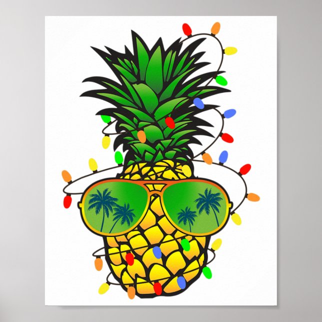 Funny Pineapple Xmas Tree Summer Christmas In July Poster (Front)
