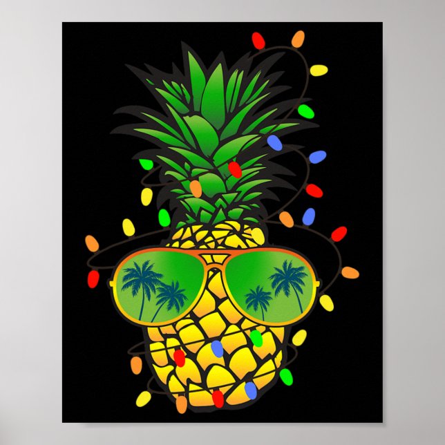 Funny Pineapple Xmas Tree Summer Christmas In July Poster (Front)
