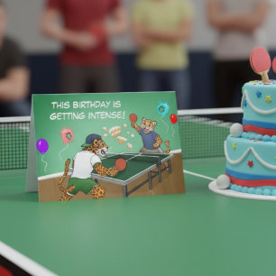 Funny Ping Pong Birthday Intense Jaguar Party Card