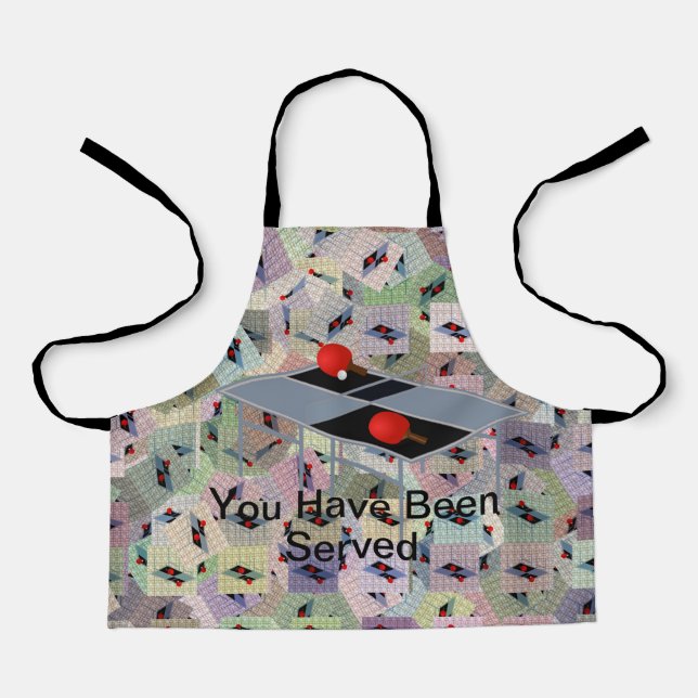 Funny Ping Pong, Kids Full Print Apron (Front)