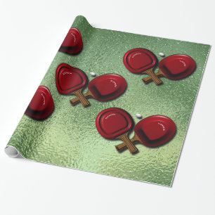 Funny Ping Pong Table Tennis Paddle With Oval Ball Wrapping Paper