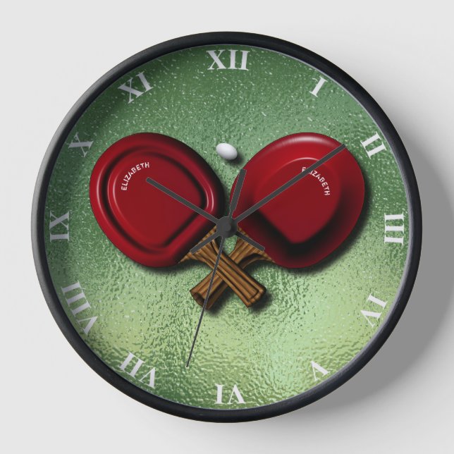Funny Ping Pong Table Tennis With Oval Ball Paddle Clock (Front)