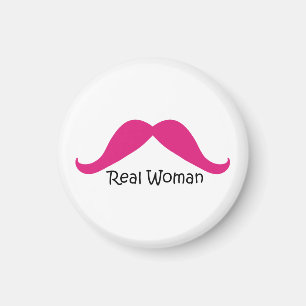Funny Pink and Black Real Women Moustache Magnet