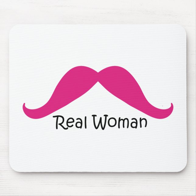 Funny Pink and Black Real Women Moustache Mouse Pad (Front)