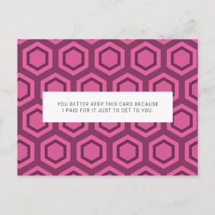Funny Pink and Purple Patterned Postcard
