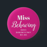 Funny Pink Bachelorette Party 2 Inch Round Button<br><div class="desc">Get the party started with the Funny Pink Bachelorette Party Button! This accessory is perfect for adding a touch of humour and fun to your bachelorette party. With its pink and white colours, you can customize it with your own text message, whether it's the bride's name, event name, or event...</div>