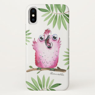Funny Pink Bird with Your Name Case-Mate iPhone Case