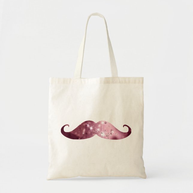 Funny Pink Bling Moustache Tote Bag (Front)