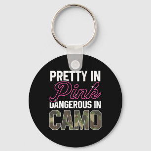 Funny Pink Camo Hunting Graphic Women Deer Buck Hu Keychain