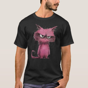 Funny Pink - Cat Angry Grumpy Cute Pet Cat lover T-Shirt