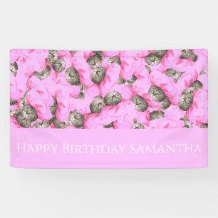 Funny Pink Cat Pattern  Banner