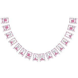 Funny Pink Chevron Silly Cute Baby Elephant Bunting Flags