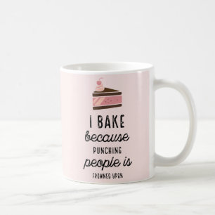 Funny Pink Classic Mug I Bake Because Punching
