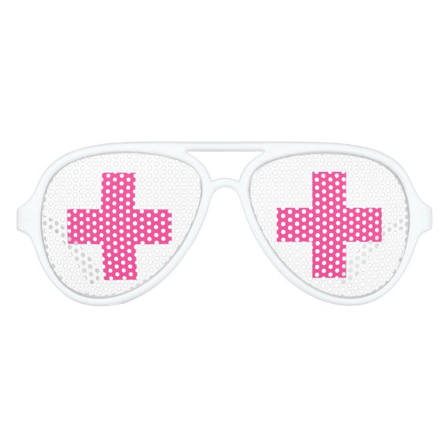 Funny pink cross nurse costume party shades (Front)