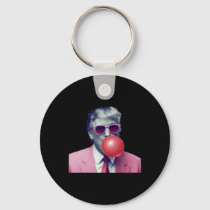 Funny Pink Donald Trump Bubble Gum Yum Tee  Keychain