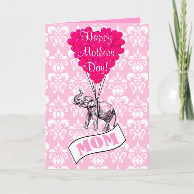 Funny pink elephant mothers day card (Front)