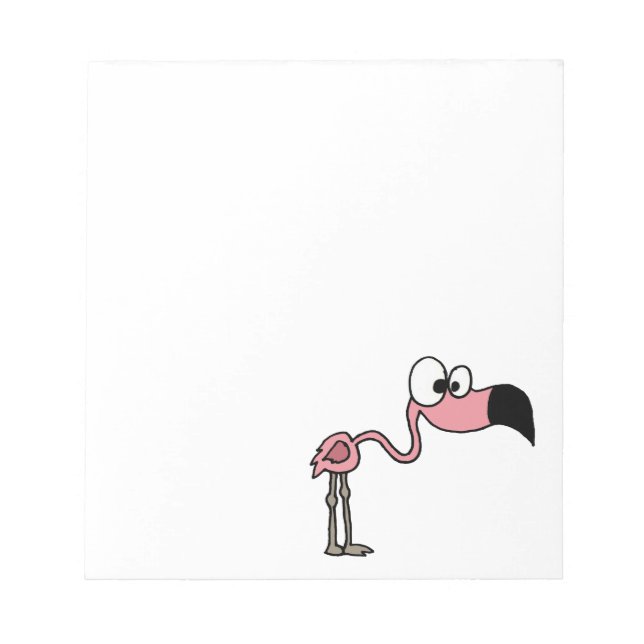Funny Pink Flamingo Cartoon Notepad (Front)