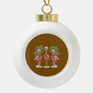 Funny Pink Flamingo "Dreaming of a Pink Christmas Ceramic Ball Christmas Ornament