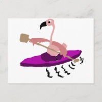 Funny Pink Flamingo Kayaking