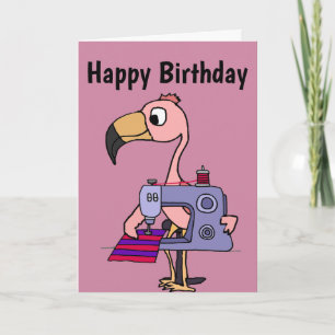 Funny Pink Flamingo using Sewing Machine Card