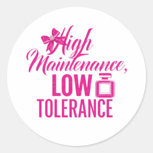 Funny Pink Girly Attitude Quote Classic Round Sticker