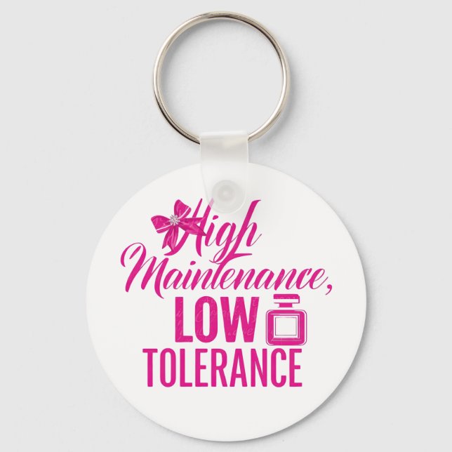 Funny Pink Girly Attitude Quote Keychain (Front)