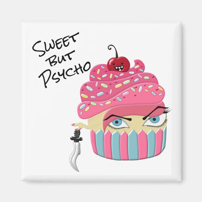 Funny Pink Halloween Cupcake Kawaii Food Humour Magnet (Front)