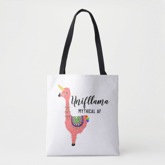 Funny Pink Magical Unicorn Flamingo Llama Animal Tote Bag (Front)