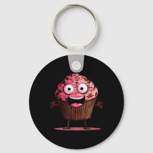 Funny Pink Muffin Face for Cupcakes and Muffins Keychain