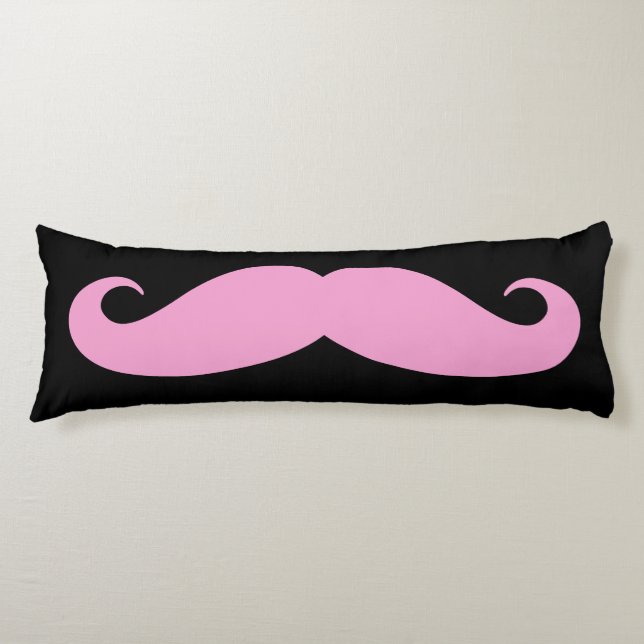 Funny pink mustache girl's bedroom bed decor body pillow (Front)