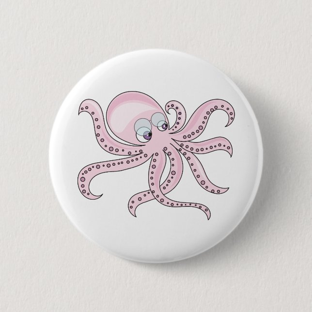 Funny Pink Octopus 2 Inch Round Button (Front)