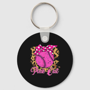 Funny Pink Out Breast Cancer Awareness Pink Ribbon Keychain