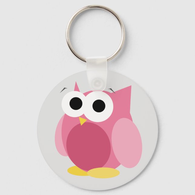 Funny Pink Owl Keychain (Front)