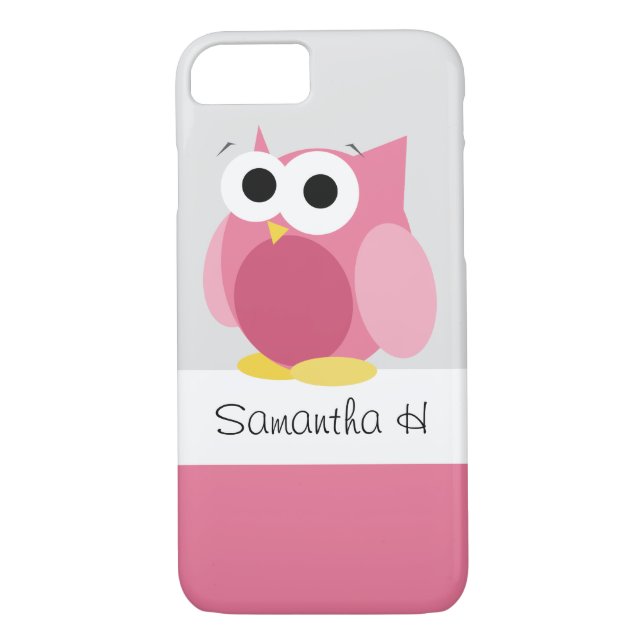 Funny Pink Owl - Personalized iPhone 7 Case (Back)