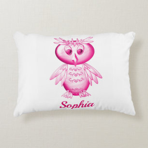 Funny Pink Owl Personalized kids Accent Pillow