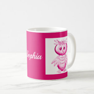 Funny Pink Owl Personalized kids Coffee Mug