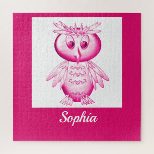 Funny Pink Owl Personalized kids Jigsaw Puzzle