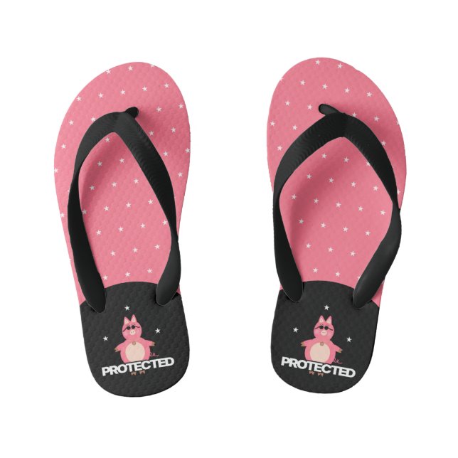 Funny pink piggy  kid's flip flops (Footbed)