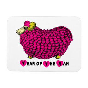 Funny Pink Ram Chinese Year Zodiac Magnet