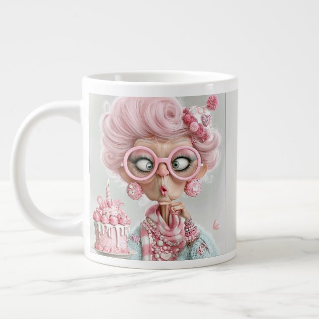 Funny Pink Sassy Aging Large Coffee Mug (Left)