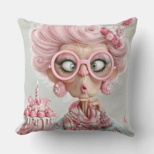Funny Pink Sassy Aging Throw Pillow