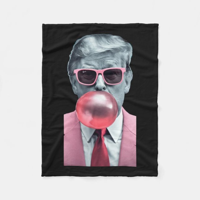 Funny Pink Trump Bubble Gum Yum Tee  Fleece Blanket (Front)