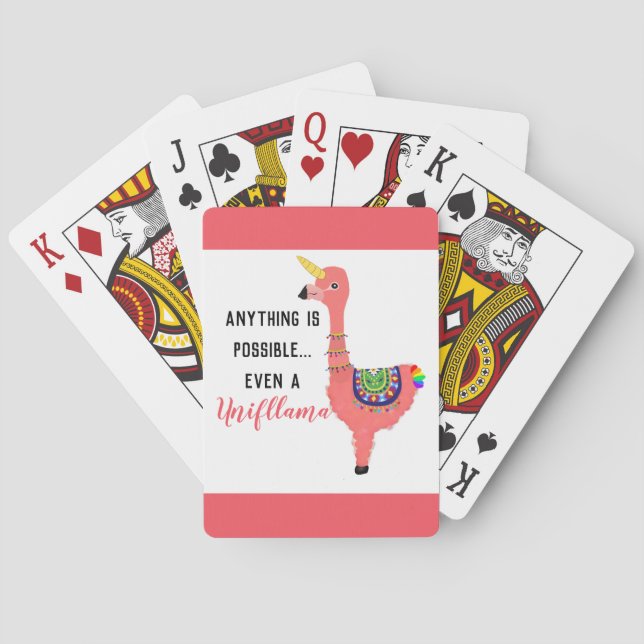Funny Pink Unicorn Flamingo Llama Inspiring Quote Playing Cards (Back)
