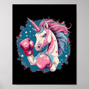 Funny Pink Unicorn With Boxing Gloves 1 Poster