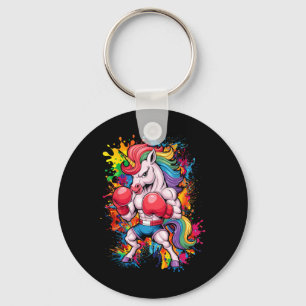 Funny Pink Unicorn With Boxing Gloves  Keychain