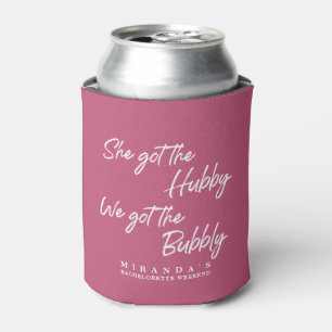 Funny Pink We got the Bubbly Bachelorette Party Can Cooler