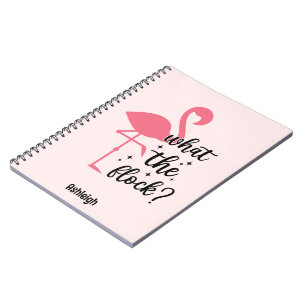 Funny Pink What the Flock Flamingo Personalized Notebook