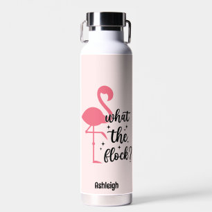 Funny Pink What the Flock Flamingo Personalized Water Bottle
